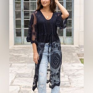 Grace & Lace Lace Duster in Black